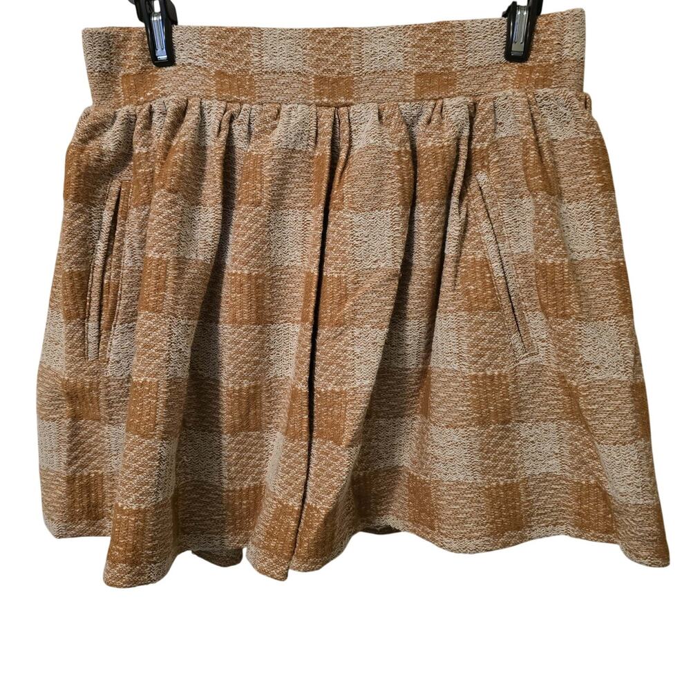 New Free People Burnt Umber Plaid Holly Go Lightly Tweed Mini Skirt $88 Small - Picture 2 of 5